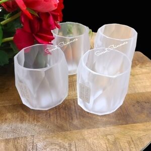 NEW RACHEL ZOE 4pc set FROSTED WHITE ACRYLIC TUMBLER Cup Drink GLASSES New